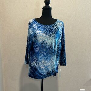 Ruby Rd 3/4 Sleeved Blue Blouse.